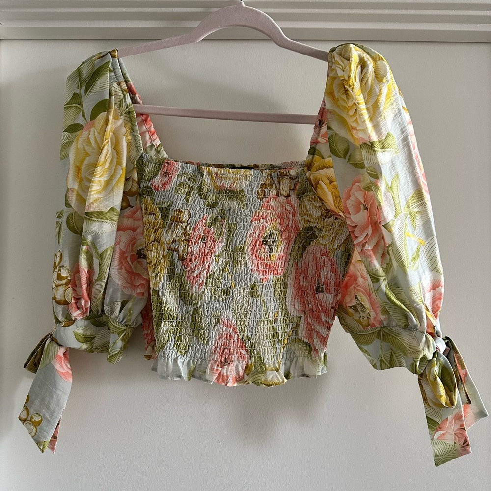 Express Floral Puff Sleeve Top
